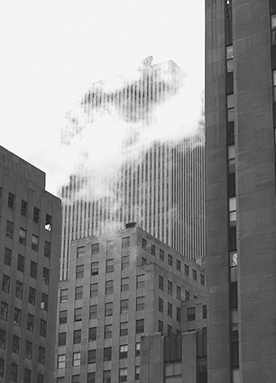 Between the buildings